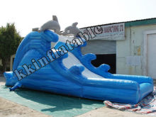 popular dolphin water slide inflatable with pool