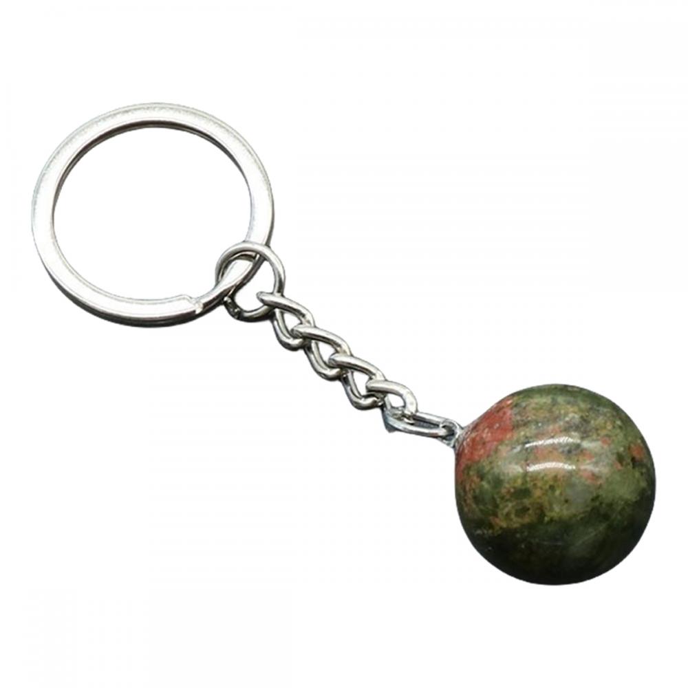 Gemstone 20 mm Beeds redondos llave llave Bola de cuarzo Natural Anillo Key Charm Charming Keychains Anniversary Gift