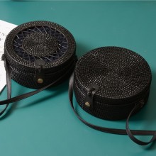 Bohemian Beach Circle Rattan Wicker Straw Bag