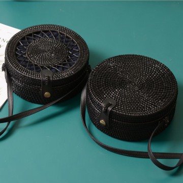 Bohemian Beach Circle Rattan Wicker Straw Bag