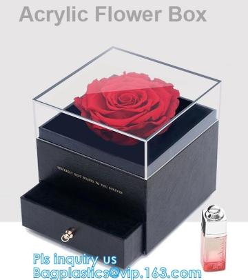 Gift Flower Box Square Flower Box With Lid, luxury acrylic round flower box, Acrylic Preserved Flower Boxes