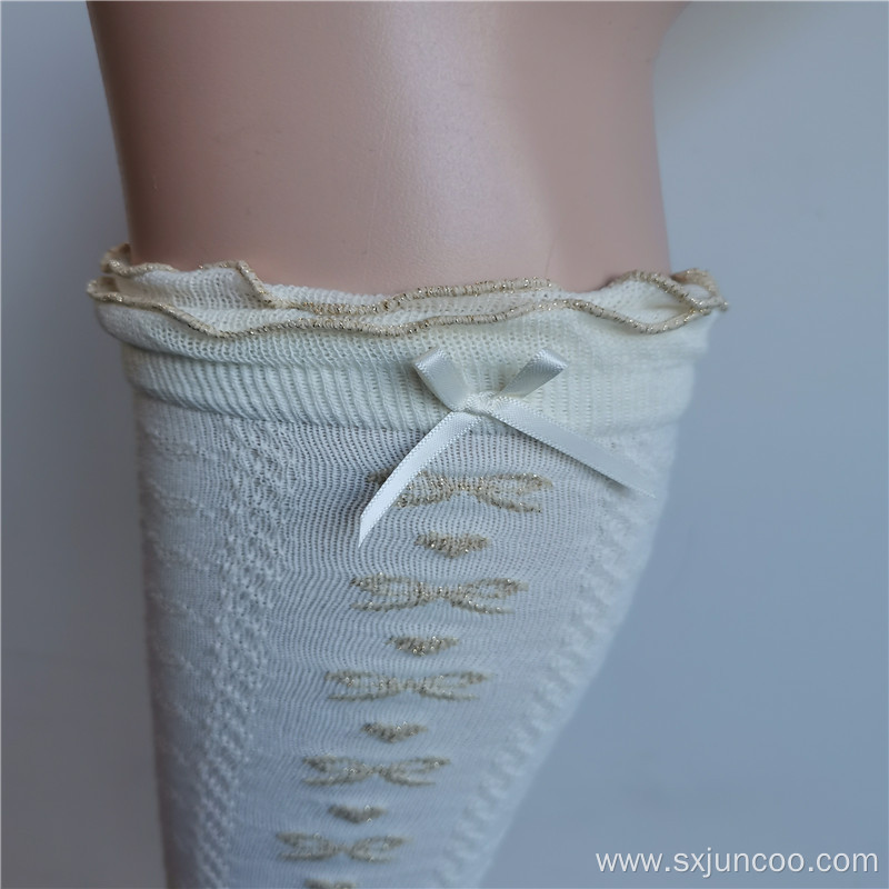 Dreamy White Lace Nylon Embroidered Princess High Socks