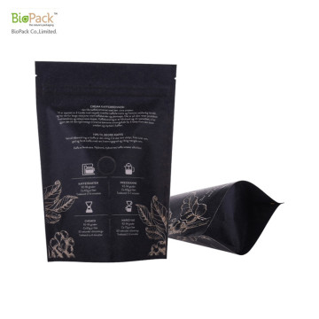 Custom Printed 100% Compostable Kraft paper PLA Material Bags Coffee