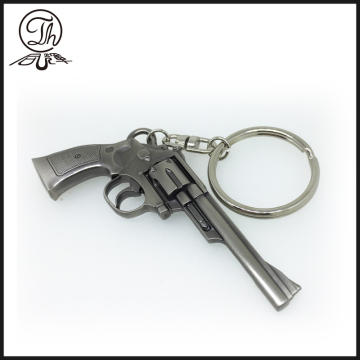 Imitation antique revolver shape metal key rings