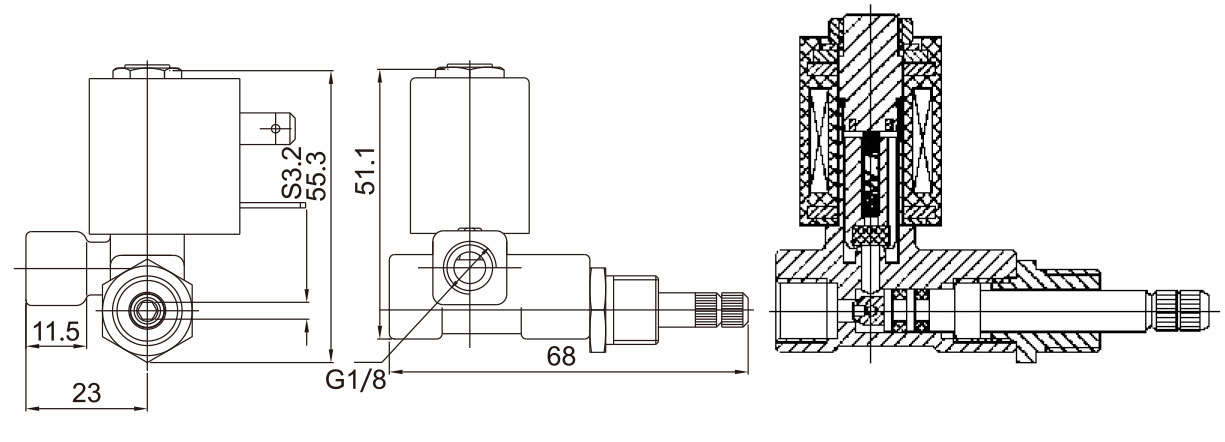 Dimension of 5531-08 Normally Closed Electrical Valve: