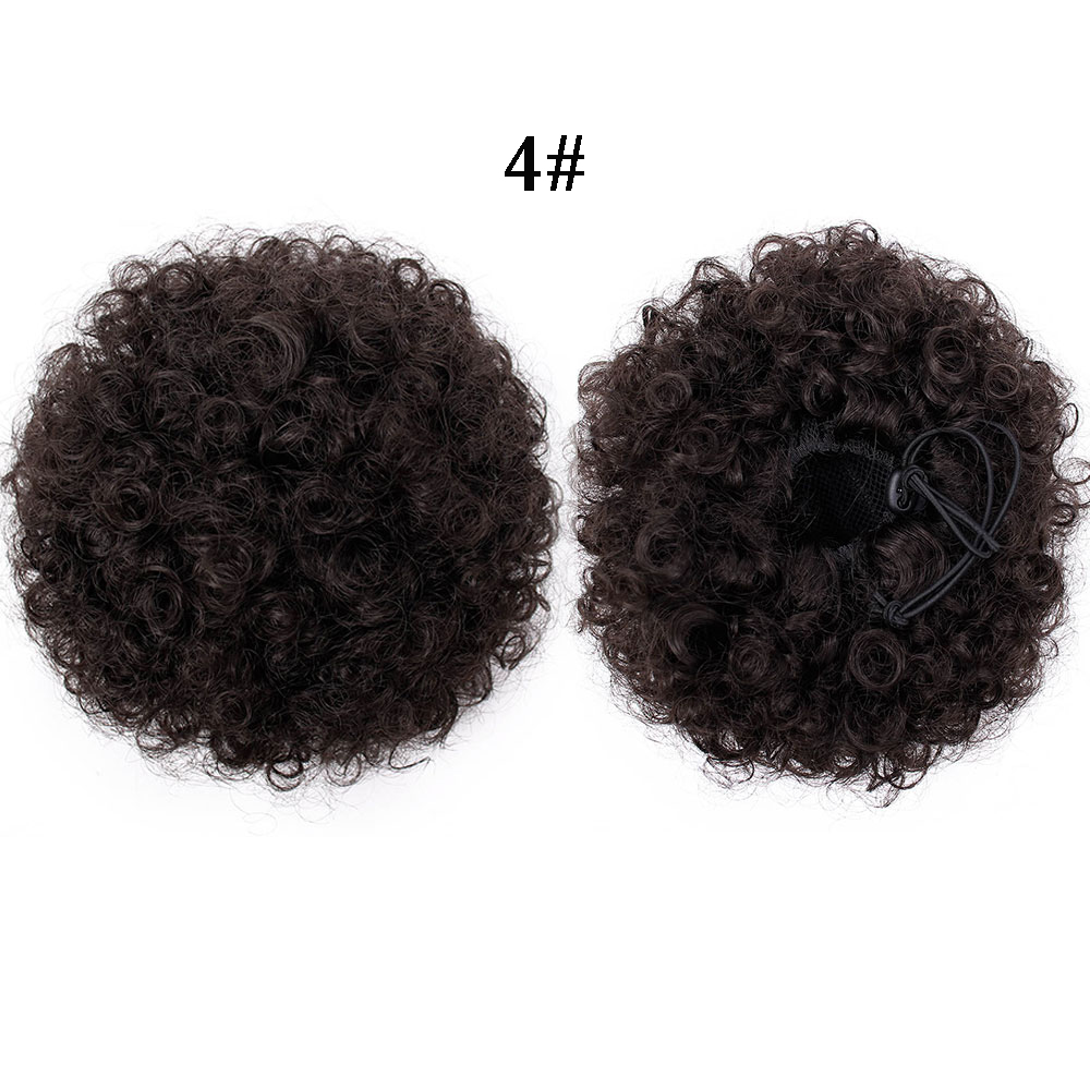 Aisi Hair Women's Synthetic Puff Afro Short Kinky Curly Hair Bun T1B 27# Drawstring Ponytail Chignon For Black Women