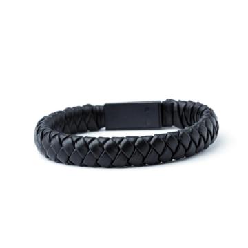 Fashion And Design Stainless Steel Men Genuine Leather Bracelet with Magnetic Clasp