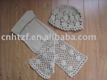 100% acrylic hand crocheted hat and scarf set