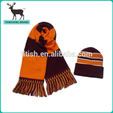 modish design fashion knitted FOOTBALL FAN scarf hat
