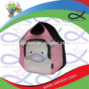 Animal embroidery neoprene lunch tote bag