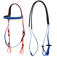 User-Friendly Blue Nylon Horse Halter with PVC/Nylon Racing Reins and Harness