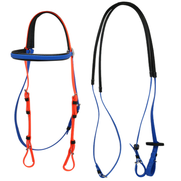 User-Friendly Blue Nylon Horse Halter with PVC/Nylon Racing Reins and Harness