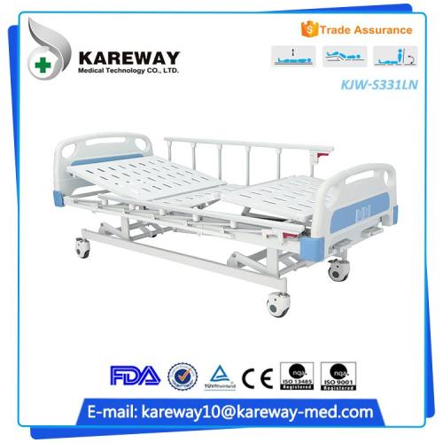 China supplier lift ultra-low disabled manual three cranks manual hospital bed for sale