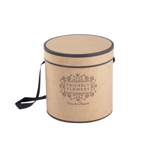 Kraft brun cajas para flores fleur de boîte ronde