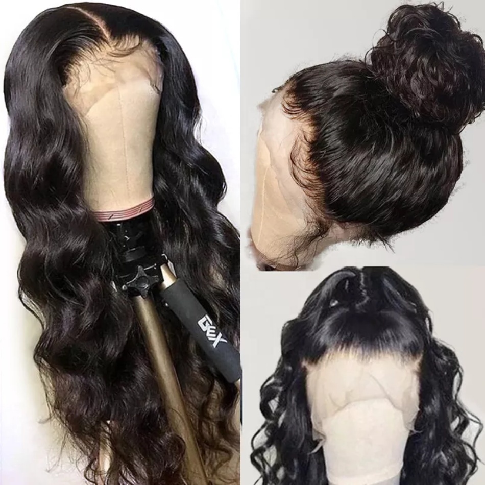 Wholesale Virgin Brazilian Body Wave Pre Plucked Swiss Transparent Lace Human Hair 13x4 Lace Frontal Wig