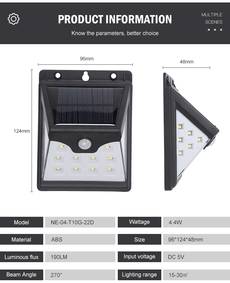 OKELI High brightness 4w smd IP44 wall mounted outdoor led solar wall light