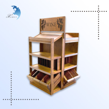 Best price supermarket custom logo wooden wine display stand