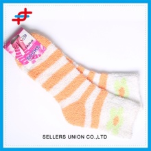 Custom Soft Fuzzy Stripe Jacquard Microfiber Home Socks