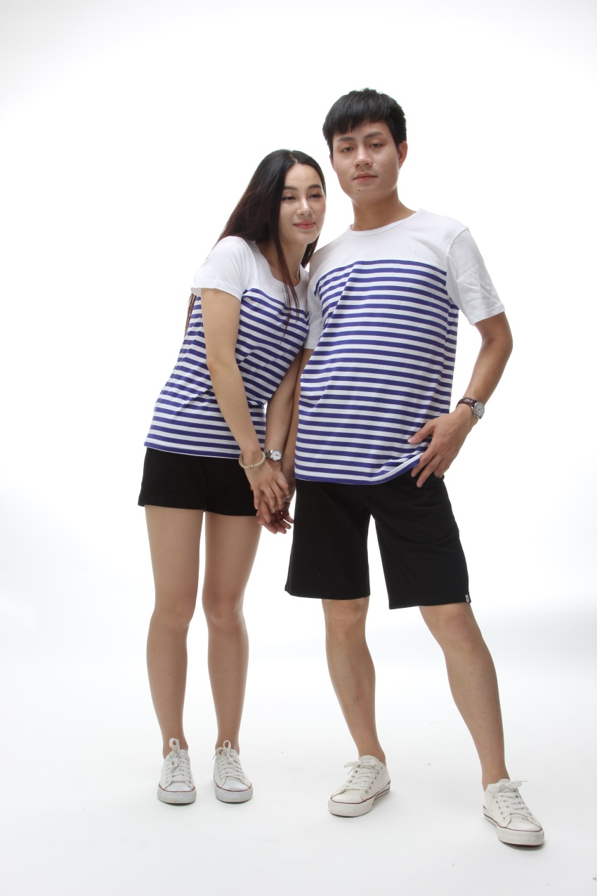 Striped short sleeves