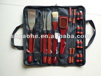 4pcs aluminum case bbq set / BBQ Set in Apron Case A