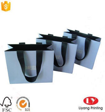 Blue Paper Gift Bag With Ribbon Handle