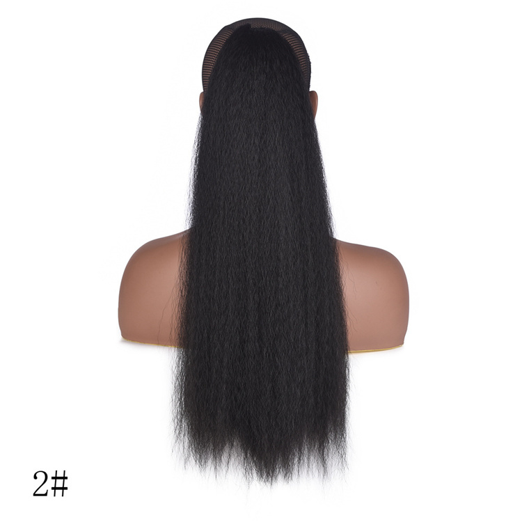 Ponytail mesh Yaki long hair extensions Puff Ponytail fibre weave black ponytail wrap