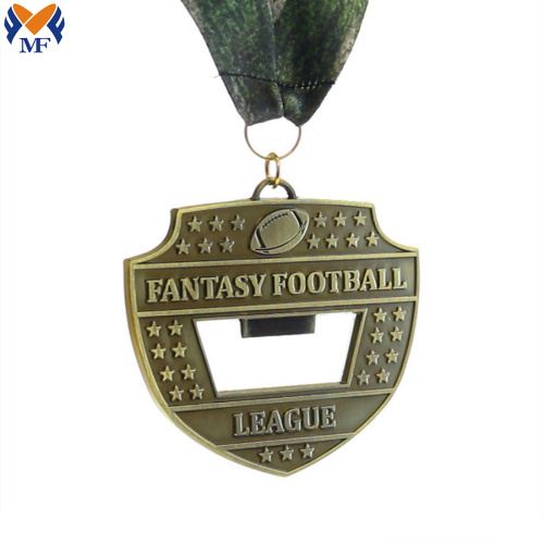 Medalhas de futebol de metal personalizado com abridor