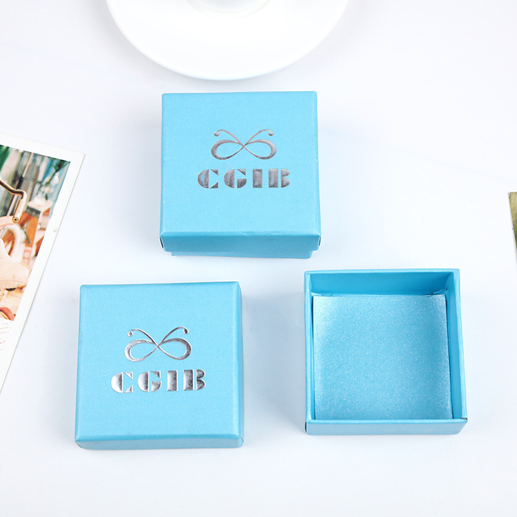صندوق مخصص للمجوهرات مربع قرط الورق الأزرق الأزرق