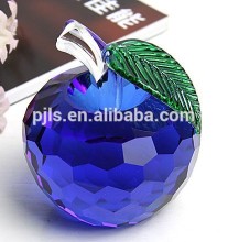 facted apple crystal craft ,crystal apple wedding gift, glass apple figurine