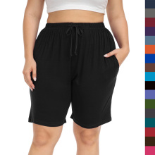 Plus Size Women's Comfortable Cropped Shorts with Pockets - Stretchy, Casual Lounger Style