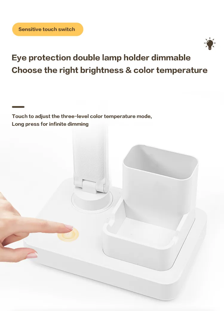 Rechargeable Double Head Desk Lamp with Eye Protection