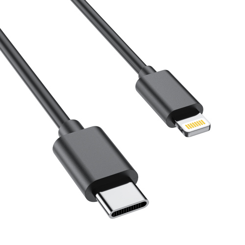 2m zwarte Type-C naar Apple Lightning-gegevenskabel