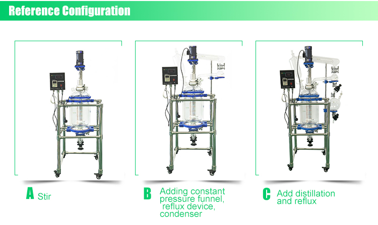 Shanghai customized 20L-100L chemical glass lab double layer jacketed reactor