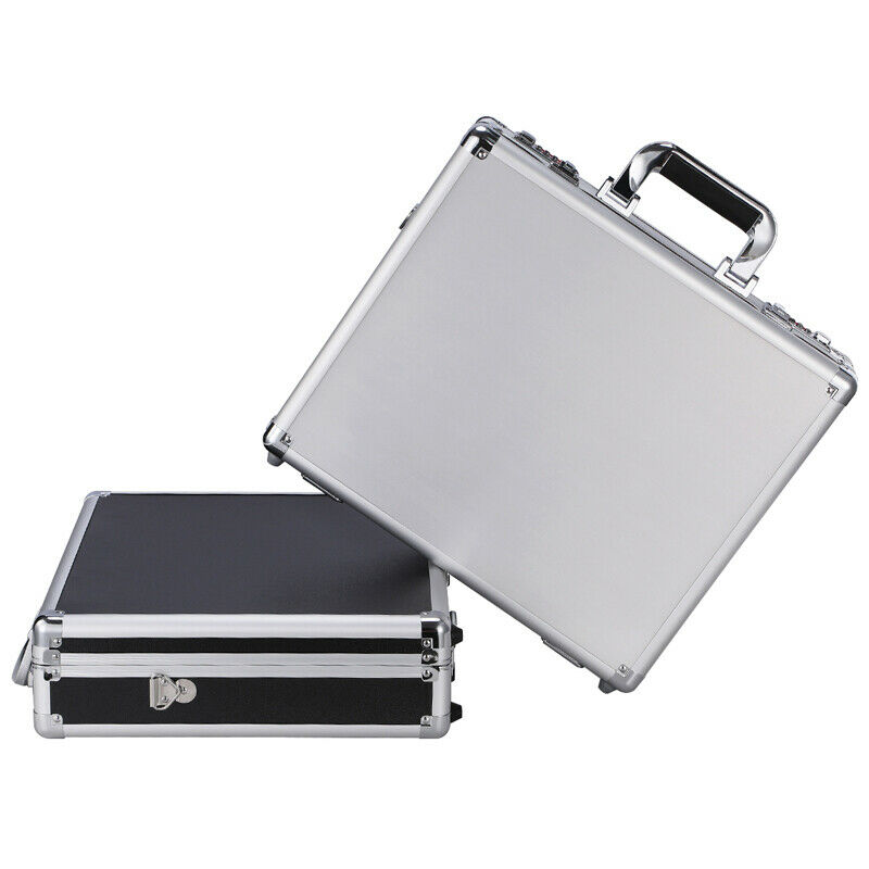 Aluminum Tool Case Portable Carrying Laptop Case Briefcase Silver and Black