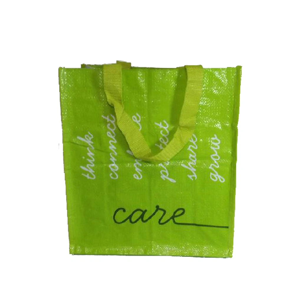 Gots Oeko-Tex 100 Eco-Friendly Long Nylon/Polyester Handle Cmyk Printing Cheap Promotional Shopping Woven Bag with Lamination