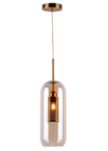 Amber Glass Pendant Lamp with Metal Lampholder