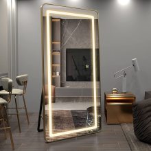 LED Dressing Make-Up Mirror with Glass Dressing Table