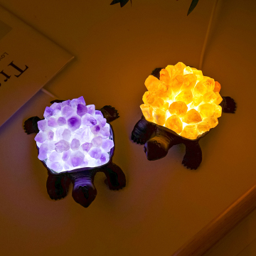 Natural Crystal Night Light Amethyst Turtle Shape Lamp