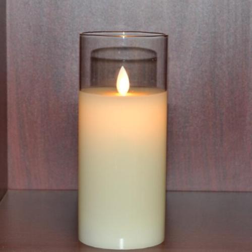 Pin hoạt động Flameless Moving Wick Glass Candle