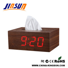 Homeware Tissue Box With Led Clock Wooden