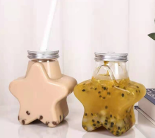 Unique Star Shape PET Plastic Coffee Juice Beverage Bottles 500ml