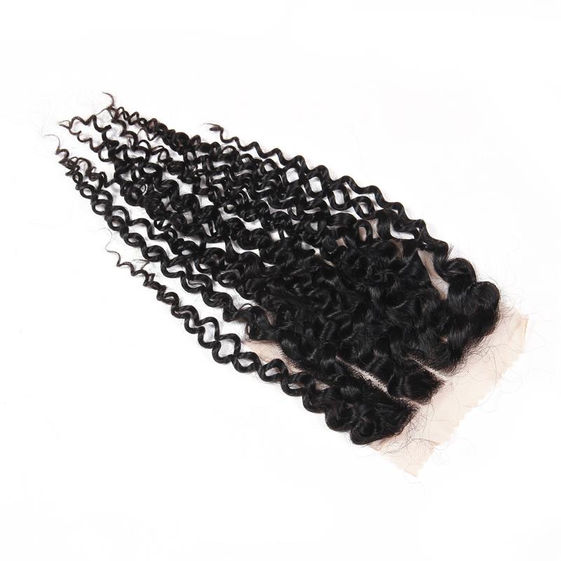 3 way part closure cheap virgin brazilian hair large stock 4*4 kinky curly lace closure