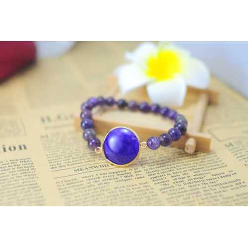 Amethyst Bracelet with Agate Pendant Piece Gemstone jewelry