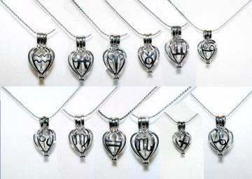 Love Pearl Heart Zodiac Pendant Cage