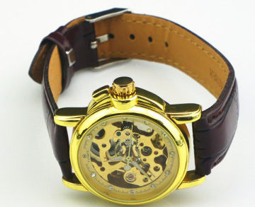 Round Accurate Ladies Automatic Watch Wrist , See - Through Back Case