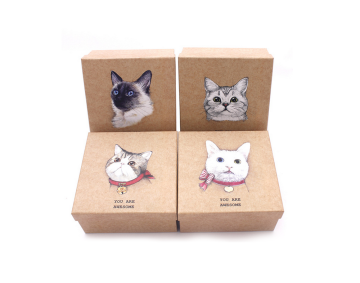 Retail Customized Cat Logo Brown Paper Gift Box
