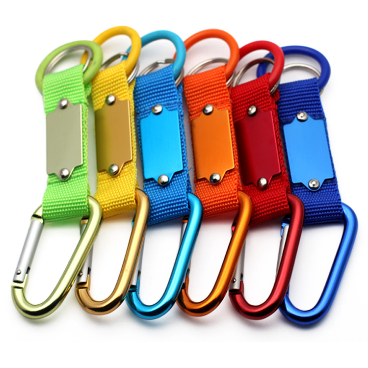 High quality wholesale aluminum all shape webbing carabiner with strap