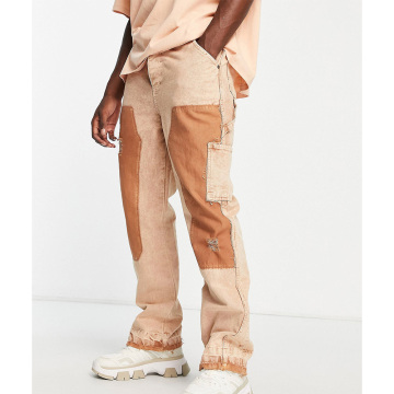 Men's Plus Size Color Block Faded Baggy Cargo Pants