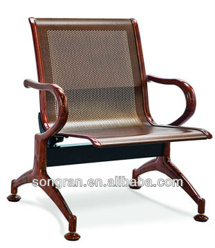 peach wooden color fine steel metal waiting chair visitor seating chair