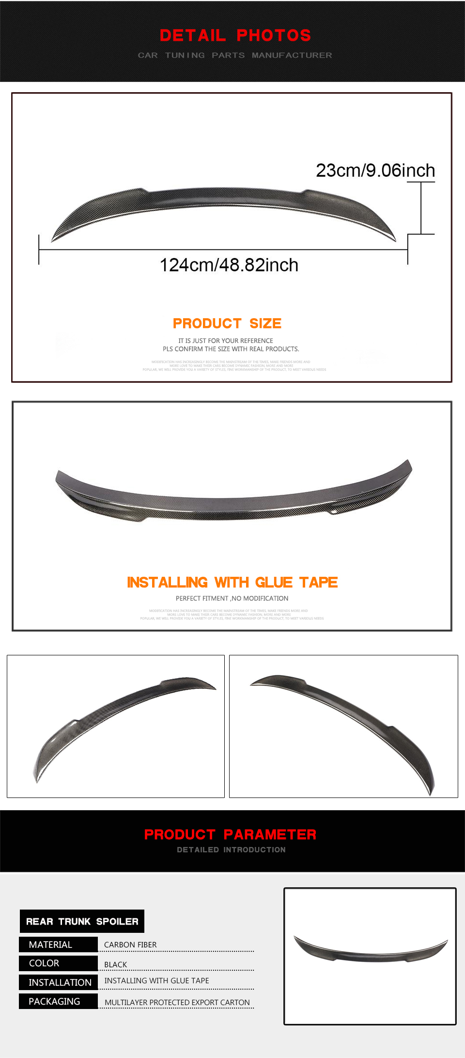 Carbon Fiber M2 Rear Car Spoiler for BMW F22 F87 M2 2014-2019